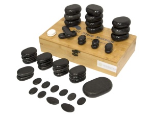 Zestaw 45 bazaltowych kamieni do masażu