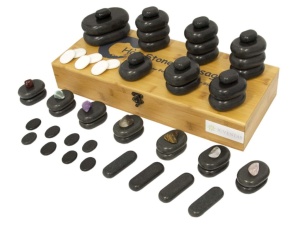 Zestaw 64 bazaltowych kamieni do masażu